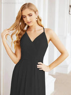 Numbersea Spaghetti Strap Bridesmaid Dresses V-Neck Long A-Line Formal Prom Gowns 28063 by numbersea