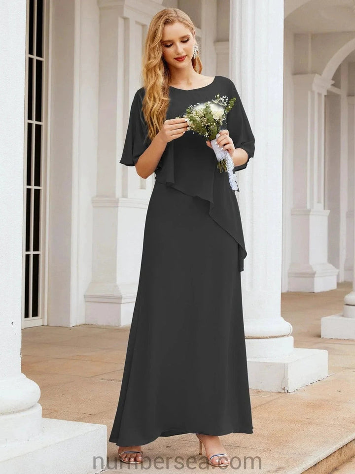Sunnderly Formal Party Gown Dress Long Mother of The Bride Dresses with Ruffle Cape SY28026 by numbersea