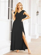 Sunnderly Bridesmaid Dresses Cape Formal Prom Dress Open Back Gowns for Mother of The Bride SY28058 by numbersea
