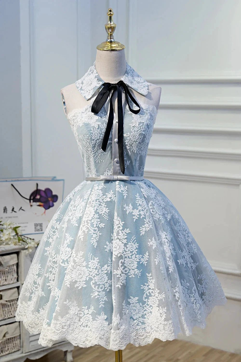 Cute Halter Homecoming Dresses with Lace Appliques by Cicinia