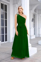 Ladies Chiffon One Shoulder Bridesmaid Evening Dress Wedding Party Evening Dress 28133 by numbersea