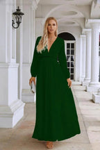 Ladies V Neck Chiffon Long Sleeve Front Slit Bridesmaid Evening Dress Wedding Party Shopping Evening Dress 28109 by numbersea