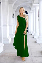 Ladies Chiffon One Shoulder Bridesmaid Evening Dress Wedding Party Evening Dress 28133 by numbersea