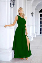 Ladies Chiffon One Shoulder Bridesmaid Evening Dress Wedding Party Evening Dress 28133 by numbersea
