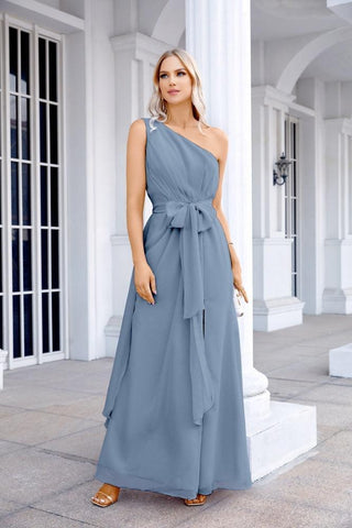 Ladies Chiffon One Shoulder Bridesmaid Evening Dress Wedding Party Evening Dress 28133