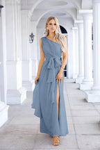 Ladies Chiffon One Shoulder Bridesmaid Evening Dress Wedding Party Evening Dress 28133 by numbersea