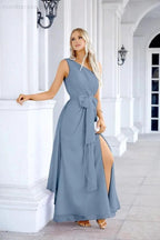 Ladies Chiffon One Shoulder Bridesmaid Evening Dress Wedding Party Evening Dress 28133 by numbersea