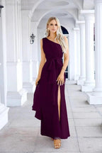 Ladies Chiffon One Shoulder Bridesmaid Evening Dress Wedding Party Evening Dress 28133 by numbersea