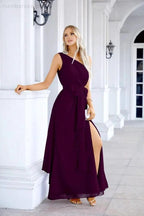 Ladies Chiffon One Shoulder Bridesmaid Evening Dress Wedding Party Evening Dress 28133 by numbersea