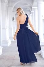 Ladies Chiffon One Shoulder Bridesmaid Evening Dress Wedding Party Evening Dress 28133 by numbersea