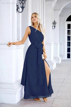 Ladies Chiffon One Shoulder Bridesmaid Evening Dress Wedding Party Evening Dress 28133 by numbersea