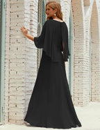 Sunnderly Bridesmaid Dress Women Long Sleeve V-Neck Chiffon Formal Wedding Party Dress SY28018 by numbersea