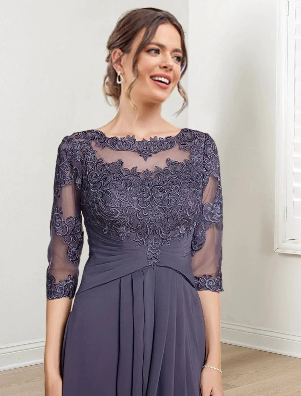 A-Line/Princess Scoop Tea-Length Mother of the Bride Dresses by Dreamylily