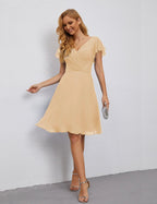 Numbersea U Back Homecoming Dress Formal Prom Dress Knee Length Short Sleeves Cocktail Party Dress 28077 by numbersea