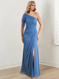 Sheath/Column One-Shoulder Floor-Length Mother of the Bride Dresses by Dreamylily