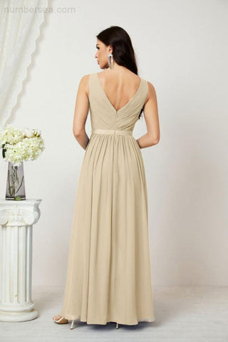 Women's Chiffon Long Bridesmaid Dresses A line Sleeveless Formal Prom Gown for Evening Party Homecoming Dresses 2808