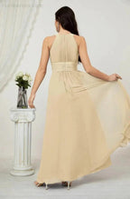 Numbersea Formal Party Gown Dress Chiffon Halter Long Sleeveless Bridesmaid Dresses 2802 by numbersea