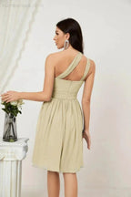Numbersea Women Chiffon Short One Shoulder Bridesmaid Dress Formal Dresses for Party Homecoming 2804 by numbersea