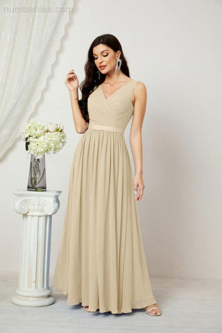 Women's Chiffon Long Bridesmaid Dresses A line Sleeveless Formal Prom Gown for Evening Party Homecoming Dresses 2808