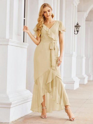 Numbersea Ruffled Bridesmaid Dresses Mermaid Formal Violin Evening Party Prom Gowns 28042