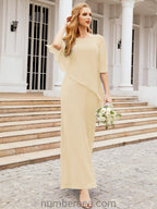 Sunnderly Formal Party Gown Dress Long Mother of The Bride Dresses with Ruffle Cape SY28026 by numbersea