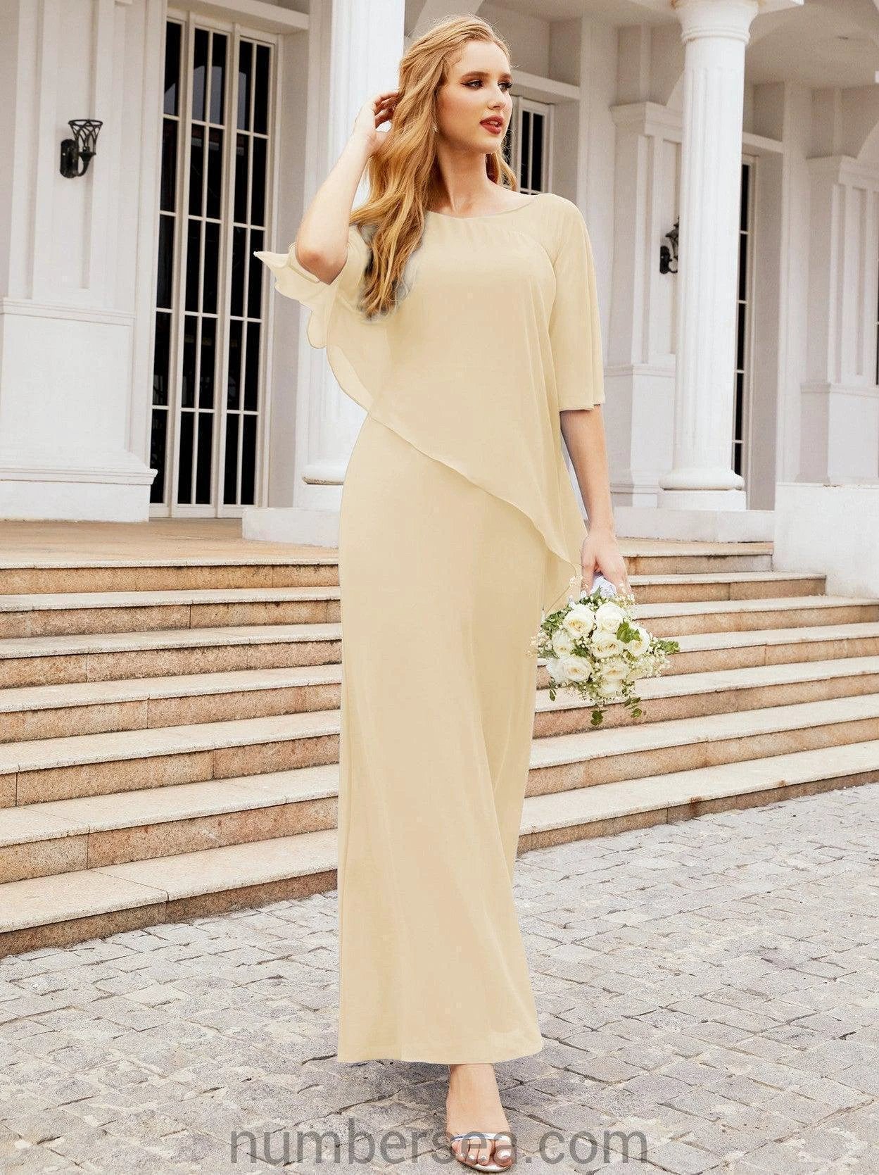 Sunnderly Formal Party Gown Dress Long Mother of The Bride Dresses with Ruffle Cape SY28026 by numbersea