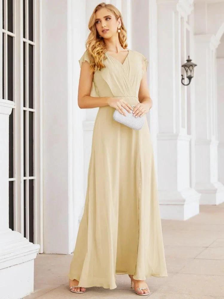 Sunnderly Bridesmaid Dresses Cape Formal Prom Dress Open Back Gowns for Mother of The Bride SY28058 by numbersea
