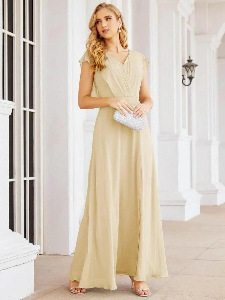 Sunnderly Bridesmaid Dresses Cape Formal Prom Dress Open Back Gowns for Mother of The Bride SY28058 by numbersea