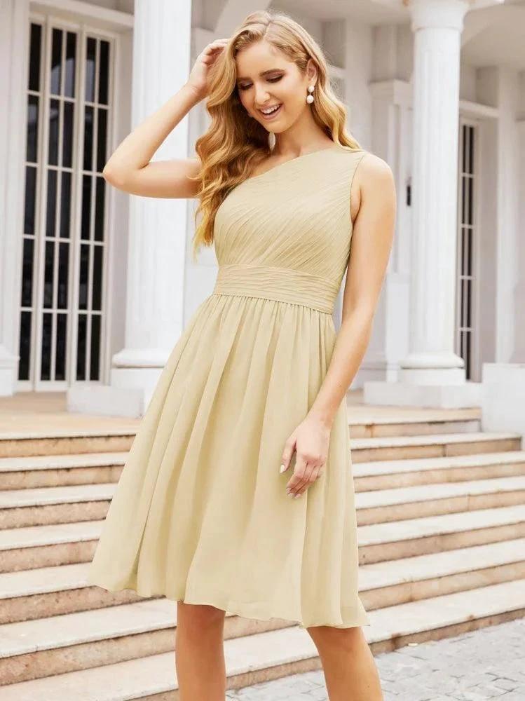 Numbersea Homecoming Dress One Shoulder Pleated Short Formal Prom Gowns 28046 by numbersea