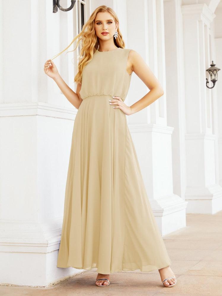Numbersea Sleeveless Long Bridesmaid Dress A line Formal Evening Prom Gown 28025