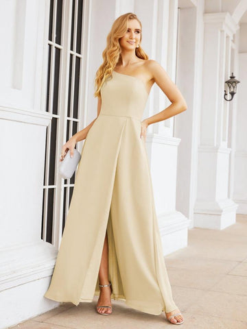 Numbersea Women's One Shoulder Formal Prom Gowns for Mother of The Bride Side Slit Bridesmaid Dresses 28052