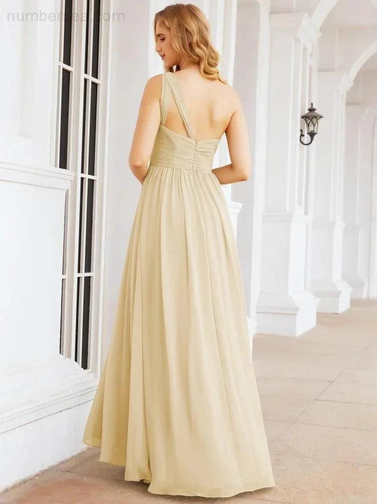 Numbersea One Shoulder Bridesmaid Dresses Long Maxi Formal Evening Party Prom Gowns 28061 by numbersea