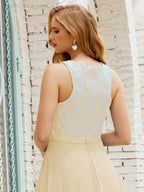 Lace Bridesmaid Dress Floor Length Evening Gowns with Pockets 28017 by numbersea