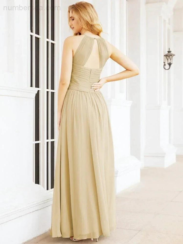 Numbersea Sleeveless Bridesmaid Dresses Long Prom Gown Zipper with Keyhole Back 28056 by numbersea