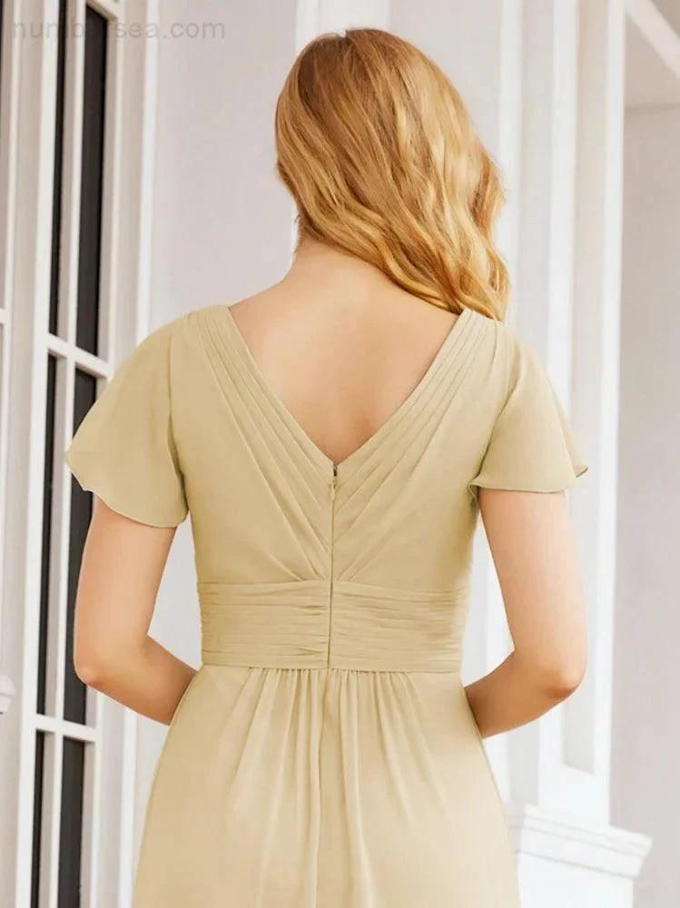 Numbersea Formal Prom Gowns for Mother of The Bride Cap Sleeves Bridesmaid Dress 28047 by numbersea