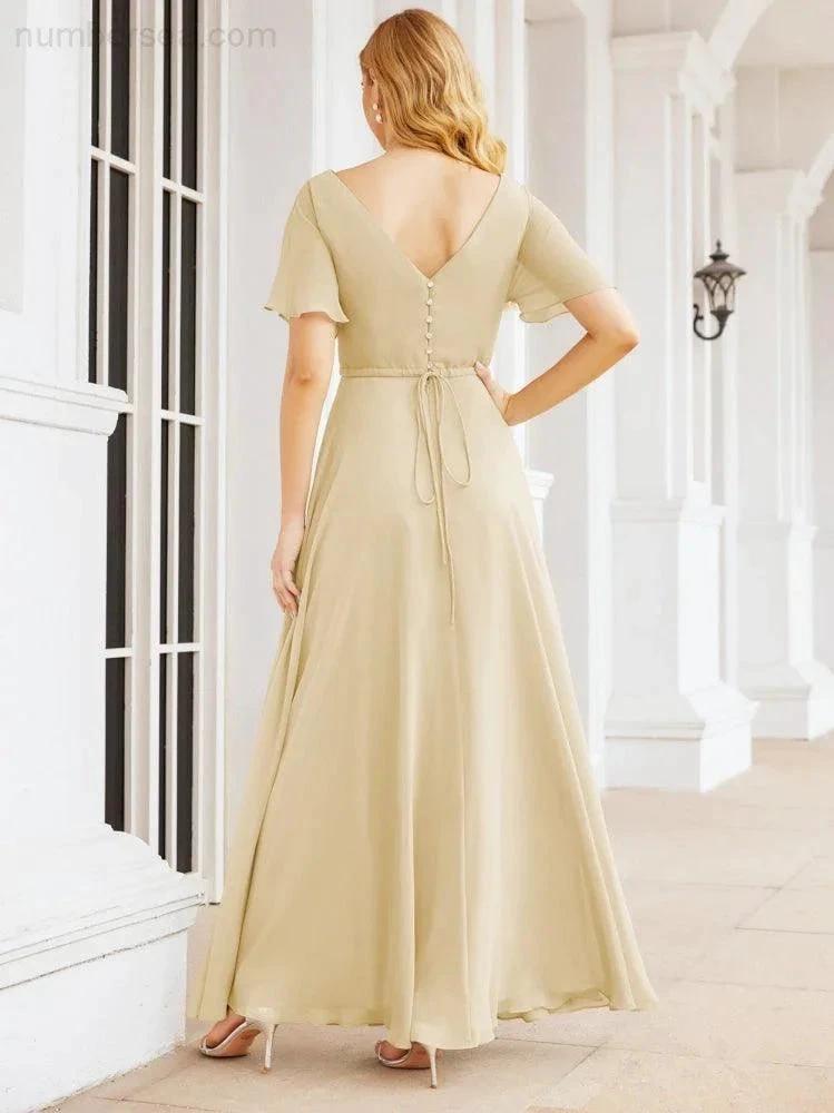 Numbersea Formal Prom Gowns for Mother of The Bride Short Sleeves Bridesmaid Dress 28049 by numbersea