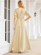 Numbersea Formal Prom Gowns for Mother of The Bride Short Sleeves Bridesmaid Dress 28049 by numbersea