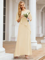 Sunnderly Formal Party Gown Dress Long Mother of The Bride Dresses with Ruffle Cape SY28026 by numbersea