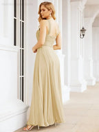 Numbersea Abiti da damigella incrociati con collo all'americana per festa, matrimonio, sera, ballo di fine anno, abiti lunghi da ballo 28053