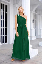 Ladies Chiffon One Shoulder Bridesmaid Evening Dress Wedding Party Evening Dress 28133 by numbersea