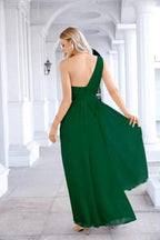 Ladies Chiffon One Shoulder Bridesmaid Evening Dress Wedding Party Evening Dress 28133 by numbersea