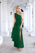 Ladies Chiffon One Shoulder Bridesmaid Evening Dress Wedding Party Evening Dress 28133 by numbersea