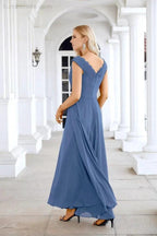 Ladies Chiffon V Neck Sleeveless Floor Length Bridesmaid Evening Dress Wedding Party Evening Dress 28126 by numbersea