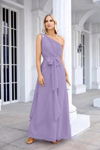 Ladies Chiffon One Shoulder Bridesmaid Evening Dress Wedding Party Evening Dress 28133 by numbersea