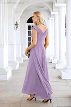 Ladies Chiffon V Neck Sleeveless Floor Length Bridesmaid Evening Dress Wedding Party Evening Dress 28126 by numbersea