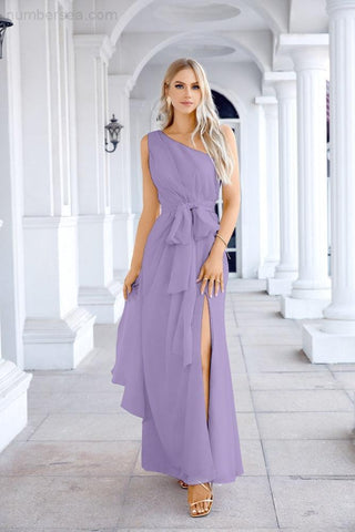 Ladies Chiffon One Shoulder Bridesmaid Evening Dress Wedding Party Evening Dress 28133