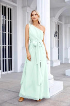 Ladies Chiffon One Shoulder Bridesmaid Evening Dress Wedding Party Evening Dress 28133 by numbersea