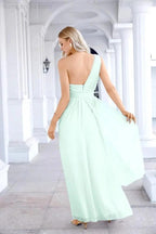 Ladies Chiffon One Shoulder Bridesmaid Evening Dress Wedding Party Evening Dress 28133 by numbersea