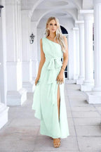 Ladies Chiffon One Shoulder Bridesmaid Evening Dress Wedding Party Evening Dress 28133 by numbersea
