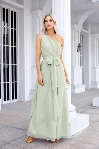 Ladies Chiffon One Shoulder Bridesmaid Evening Dress Wedding Party Evening Dress 28133